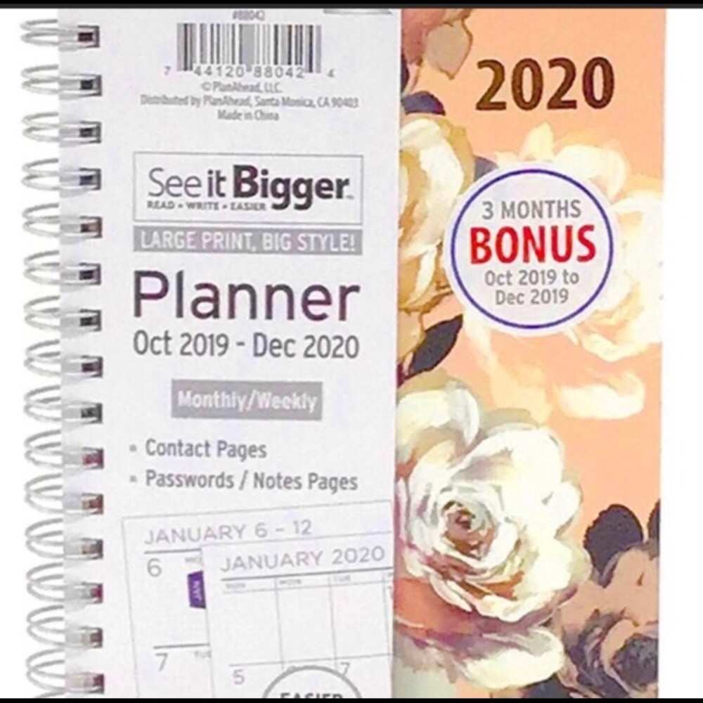 Plan Ahead Floral 2020 Pink Peonies Planner